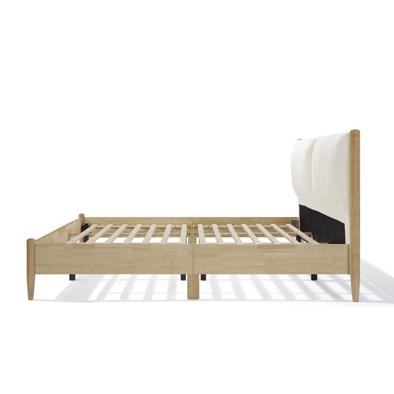 Christopher Knight Home Lennon Contemporary Rubberwood Bed with Upholstered Headboard