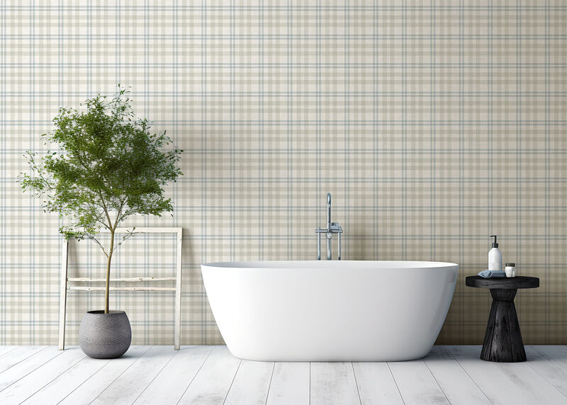 Corrine Neutral Countryside Check Wallpaper image number 3