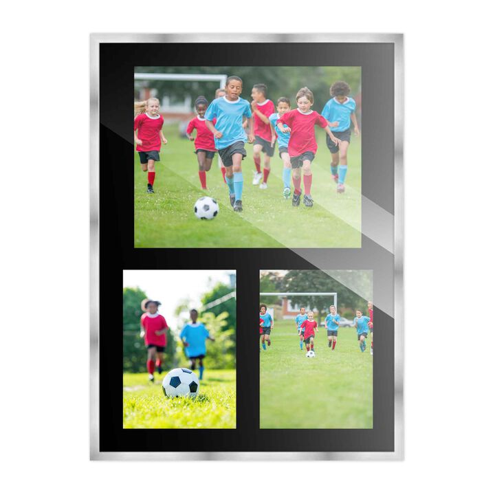 12x17 Wood Collage Frame with a Black Mat for 8x10 & 5x7 Pictures