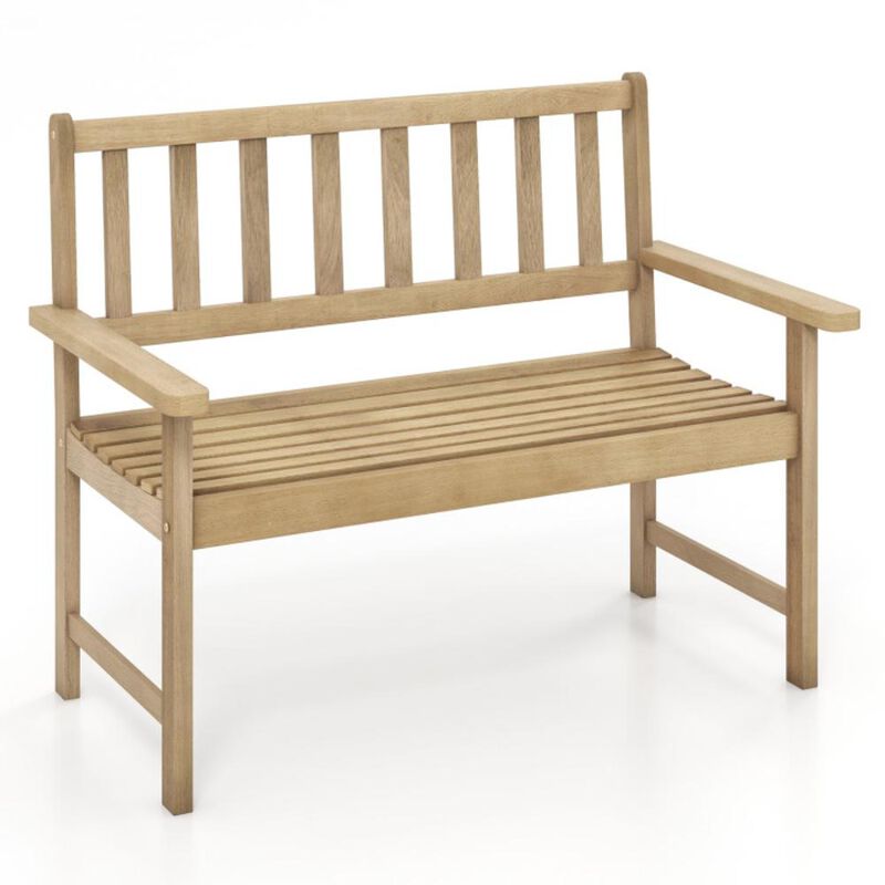Hivvago Outdoor Teak Wood Garden Bench 2-Person with Backrest and Armrests