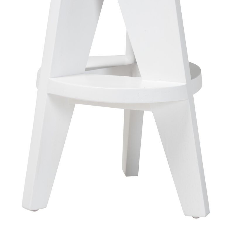 bali & pari Roy Wood Counter Stool - Sculptural Backless Accent Stool with Geometric Base and Integrated Footrest image number 3