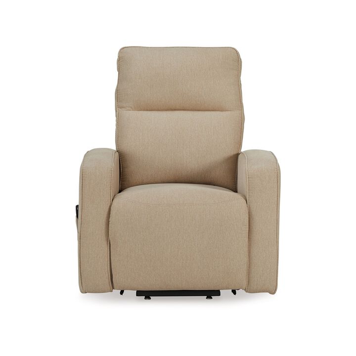 Lawson Power Lift Recliner Chair, Taupe Polyester, Soft Foam Cushioned - Benzara