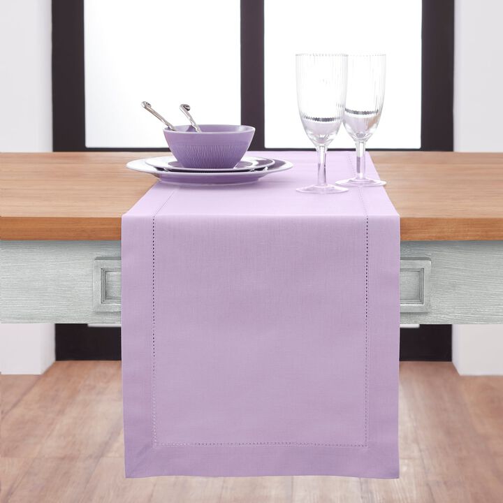 Solino Home Cotton Linen Table Runner - Cotton Linen Hemstitch