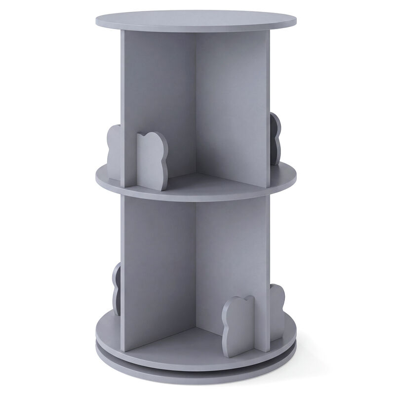 Kids 360&deg; Rotating Bookshelf 2-Tier Storage Rack with Bear Safety Baffles image number 0