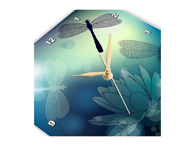 Translucent Shimmering Blue Dragonflies Wall Clock 15 Inch Silent Home Decor image number 3