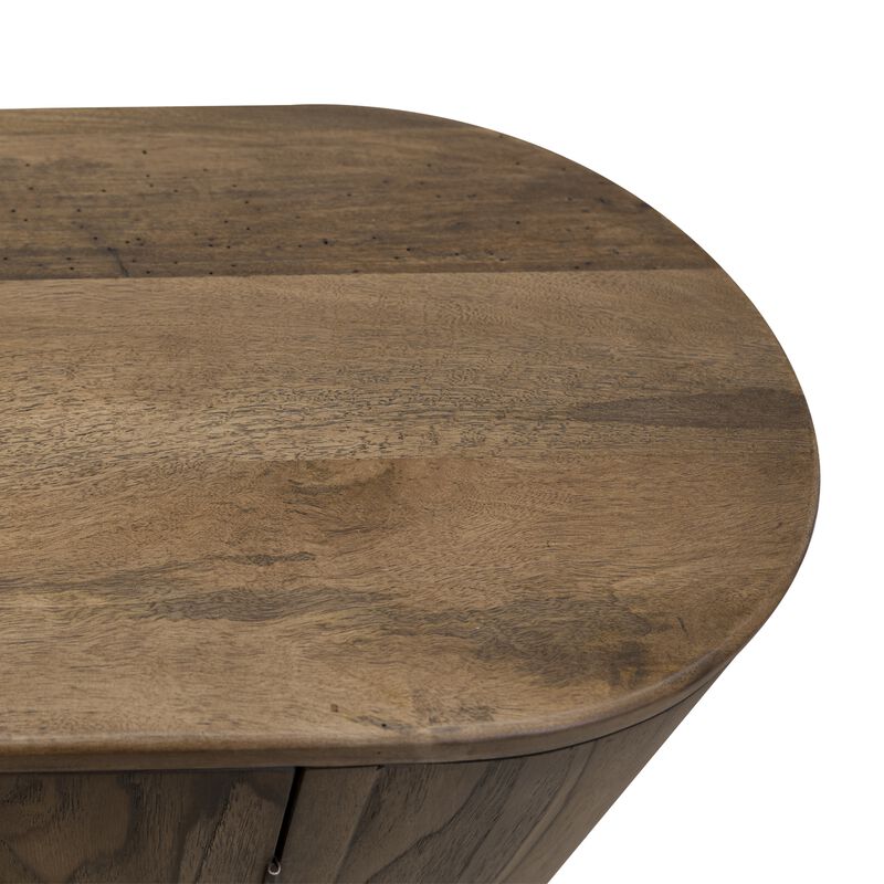 Eray Sideboard Console, 4 Doors, Handcrafted Brown Mango Wood 70 Inch