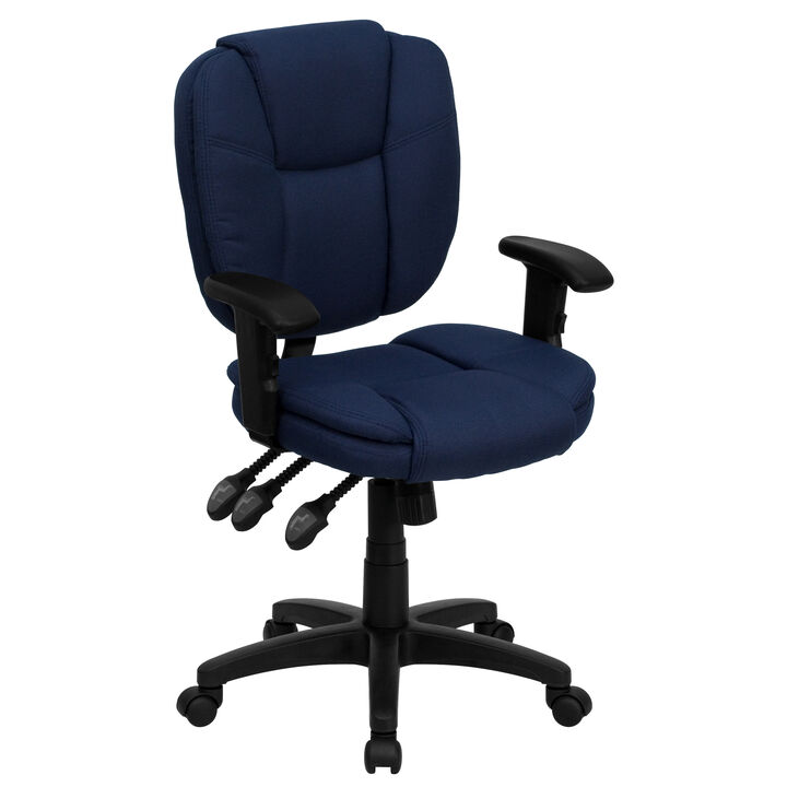 Caroline Mid-Back Fabric Multifunction Swivel Ergonomic Task Office Chair with Pillow Top Cushioning and Arms