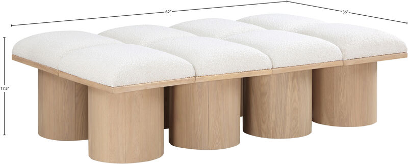 Meridian Furniture Pavilion Cream Boucle Fabric Bench