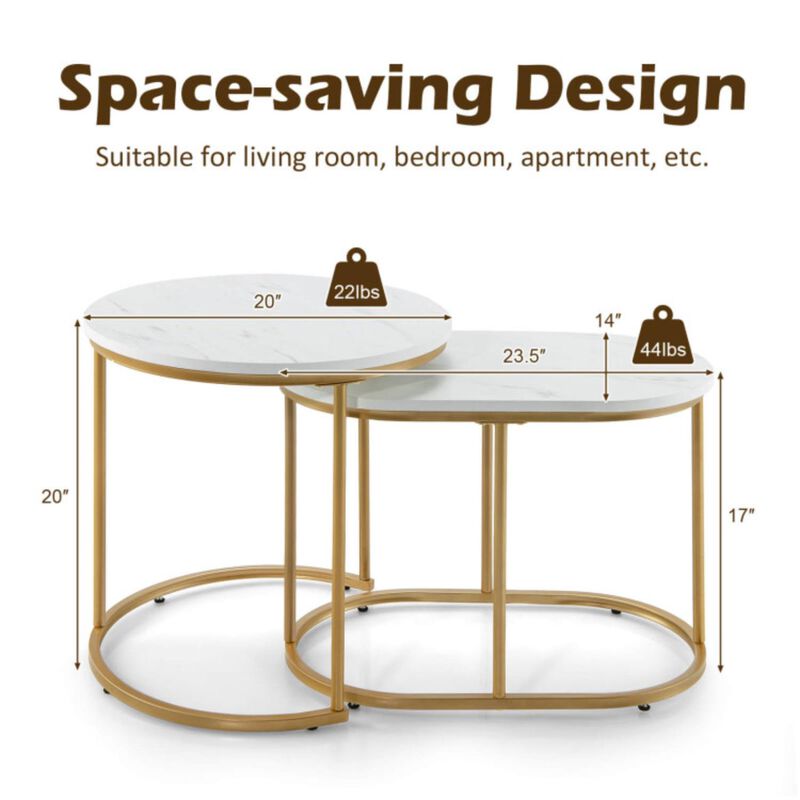 Hivvago Modern Nesting Coffee Table Set of 2-White