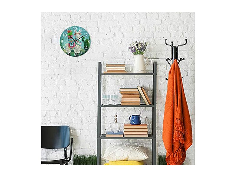 Llama Oil Painting Wall Clock Silent Non Ticking Office Decor image number 3