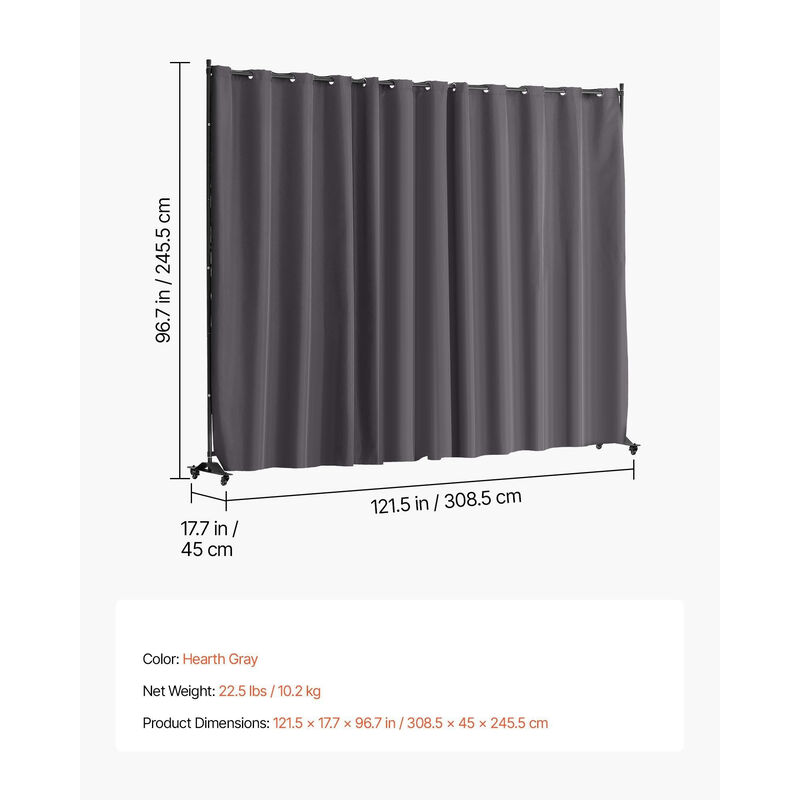 Portable Room Divider with Wheels, Freestanding Privacy Screen for Office & Bedroom image number 2