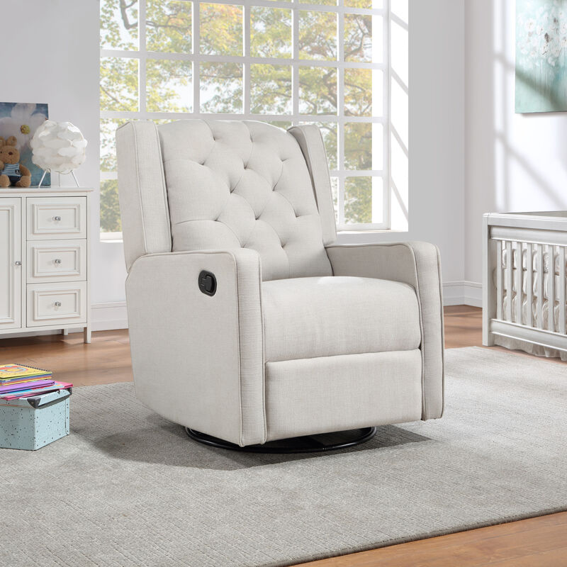 Milah Tufted Swivel Glider Recliner In Light Fabric