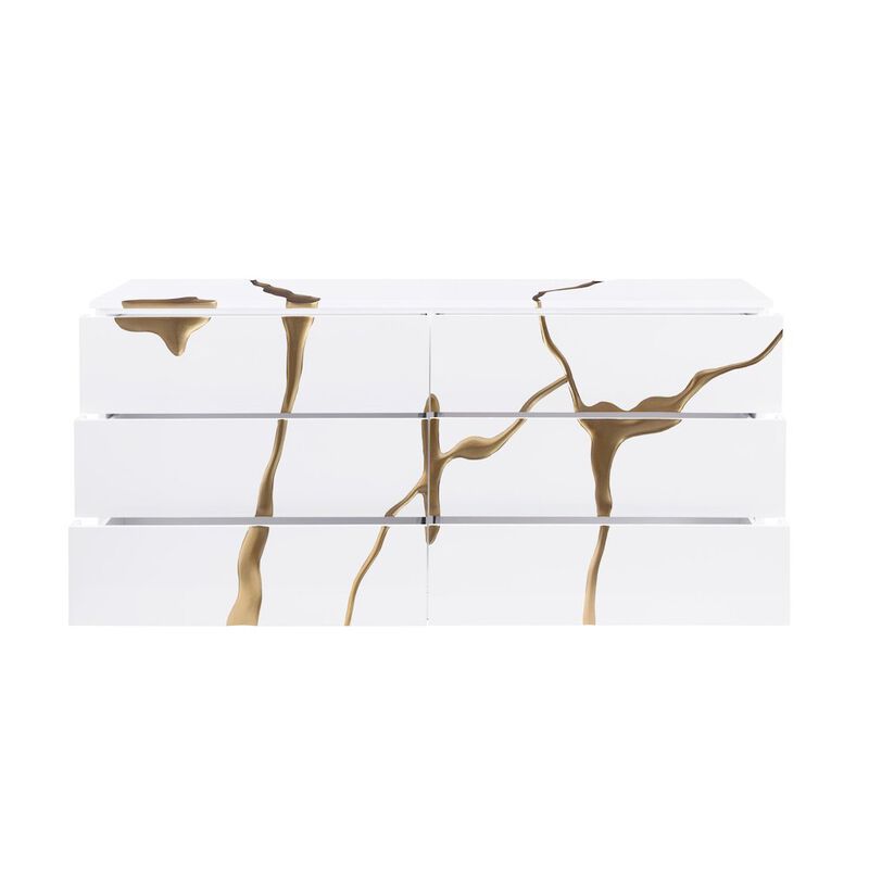 Lacquered Dresser with Striking Crack Accents Base image number 4