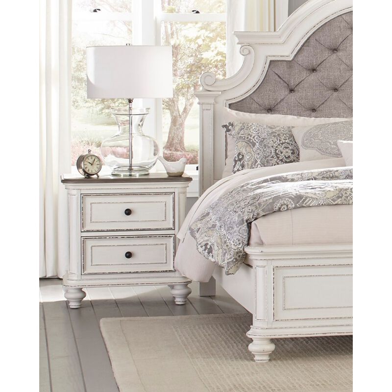 Streamdale Antique Nightstand in White and Gray