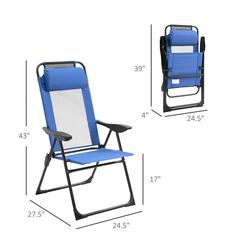 Blue Outdoor Seating: Set of 2 Portable Folding Recliner Loungers