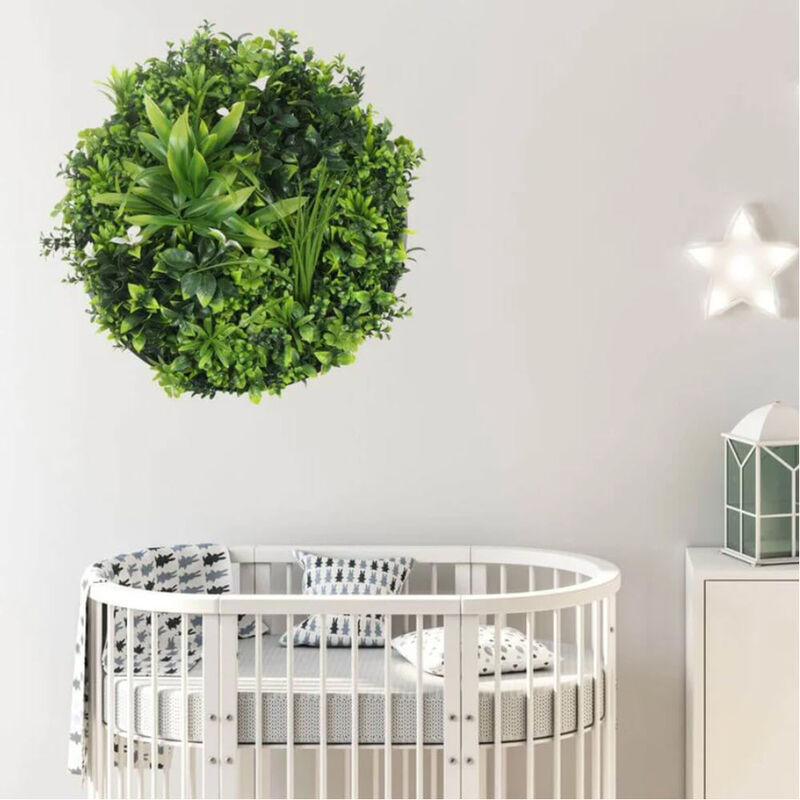 Luxury Artificial Green Wall Plant Wall Circle 30" Black Frame UV Resistant