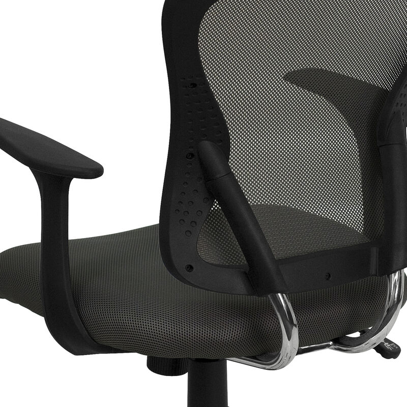 Alfred Mid-Back Dark Gray Mesh Swivel Task Office Chair with Chrome Base and Arms image number 7