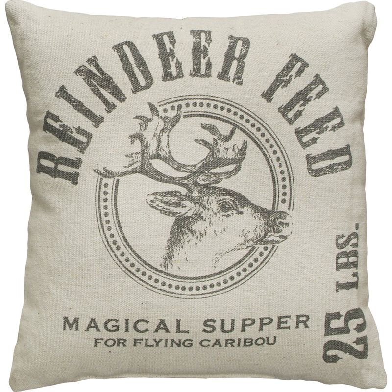 Primitives by Kathy Holiday Reindeer Feed Throw Pillow