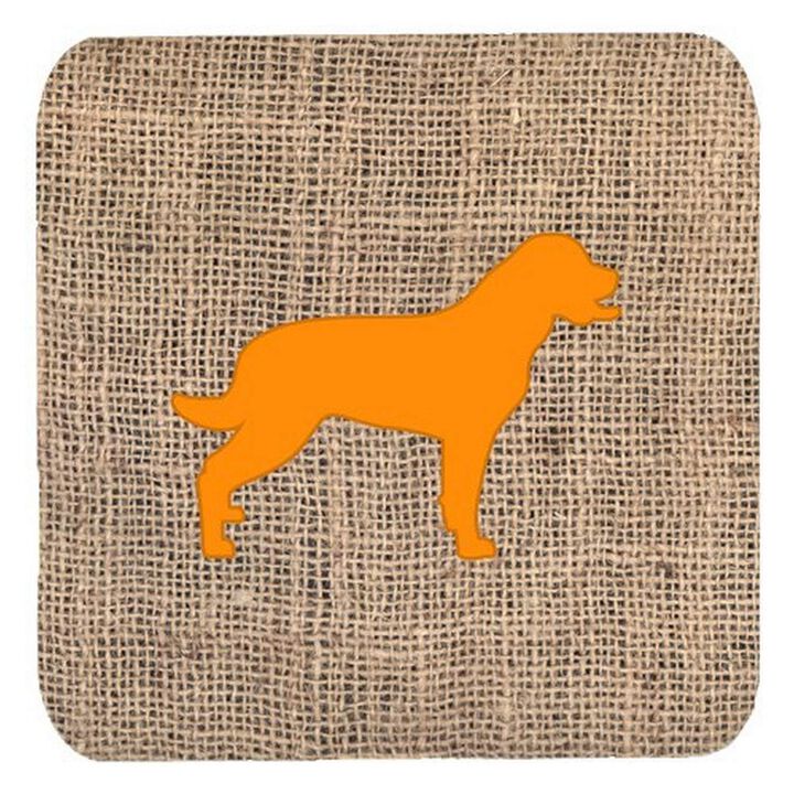Caroline's Treasures BB1111-BL-OR-FC Labrador Burlap and Orange Foam Coasters (Set of 4), 3.5 H x 3.5 W, Multicolor