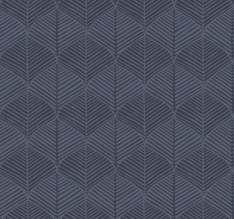 Palm Thatch Navy Wallpaper