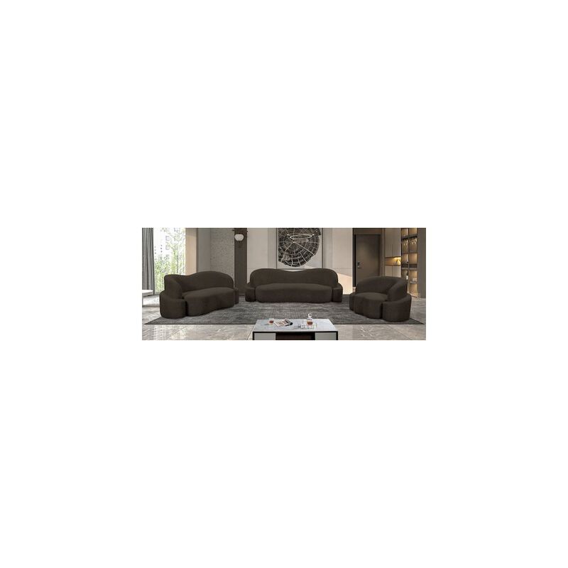 Meridian Furniture Principessa Brown Boucle Fabric Loveseat