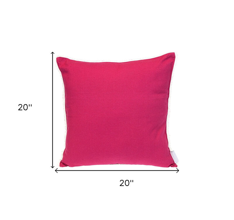 HomeRoots 20" Hot Pink Cotton Throw Pillow With Fringe image number 5