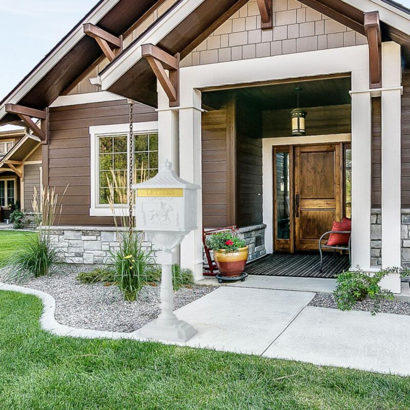 Hivvago Retro Cast Aluminum Mailbox Security Postal Letter Box with Baffle Door