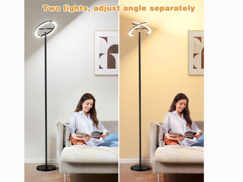 70" LED Floor Lamp &ndash; Dual Rotatable Heads, Remote & Touch Control, Dimmable