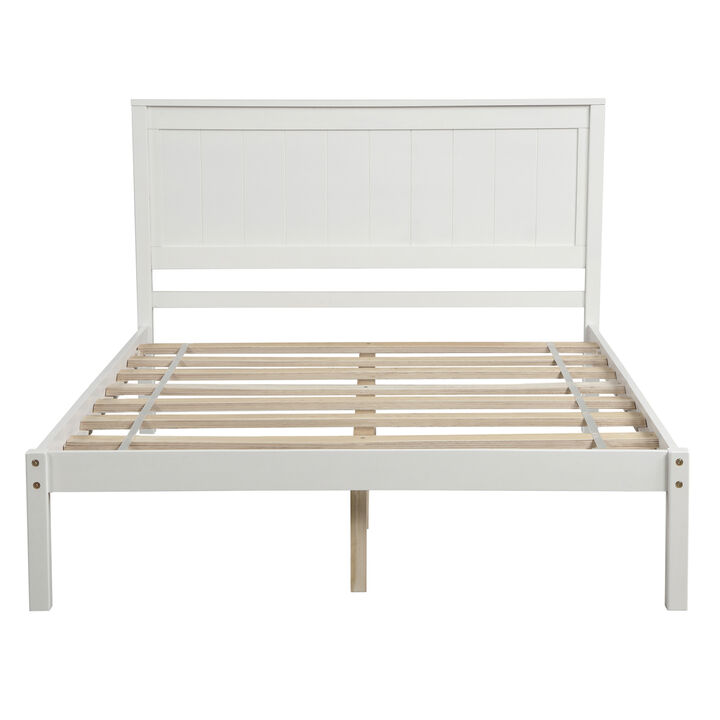 Platform Bed Frame with Headboard, Wood Slat Support, No Box Spring Needed, Full