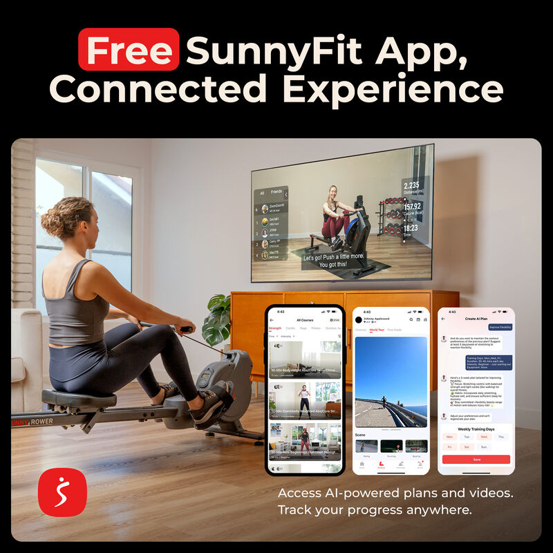 Sunny Health & Fitness Smart Quiet Dual Rail Magnetic Rower with 16 Resistance Levels & Performance Tracking by SunnyFit App image number 5