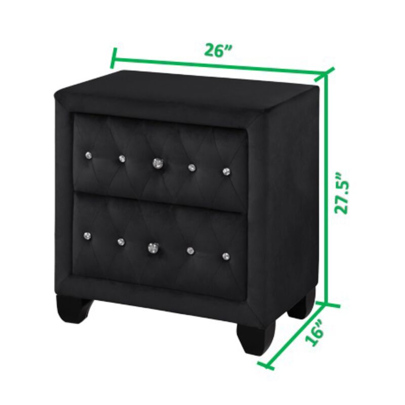 Streamdale Sophia Nightstand In Color Black Made With Wood
