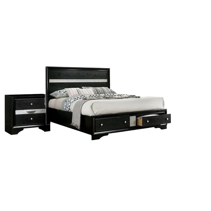 Bedroom Set, Wood, 2 Piece Set with Nightstand