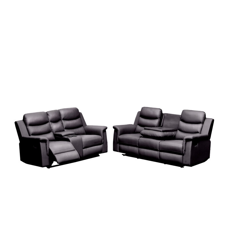 Reclining Loveseat with Middle Console Slipcover, Stretch Loveseat Reclining Sofa Covers (BLACK, 2 Seat Recliner Cover with Console)