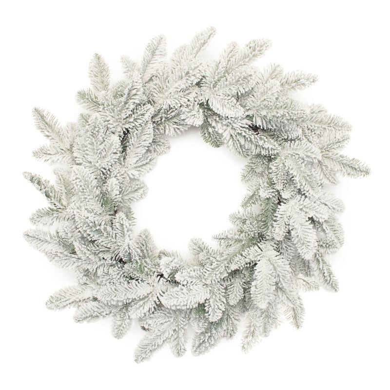 Snow Flocked Pine &ndash;  Winter Wreath for Christmas Front Door, Indoor Wall or Covered Porch
