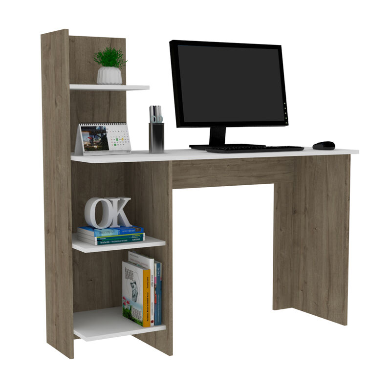 Streamdale Vilna 120 Writing Desk, Four Shelves - Light Oak White