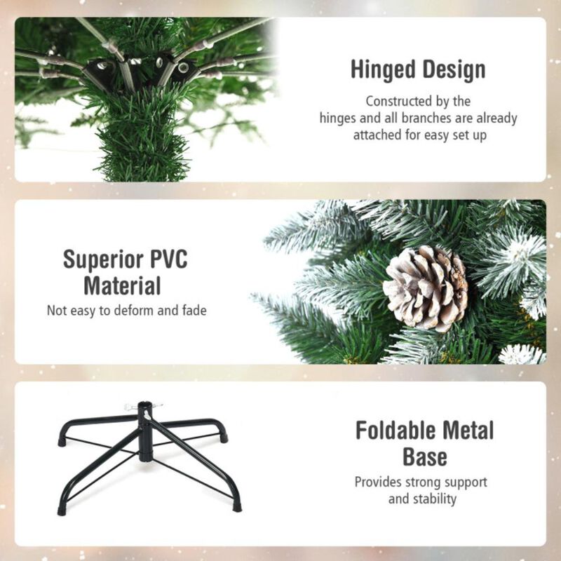 Hivvago 5/6/7.5 Feet Artificial Pencil Christmas Tree with Pine Cones