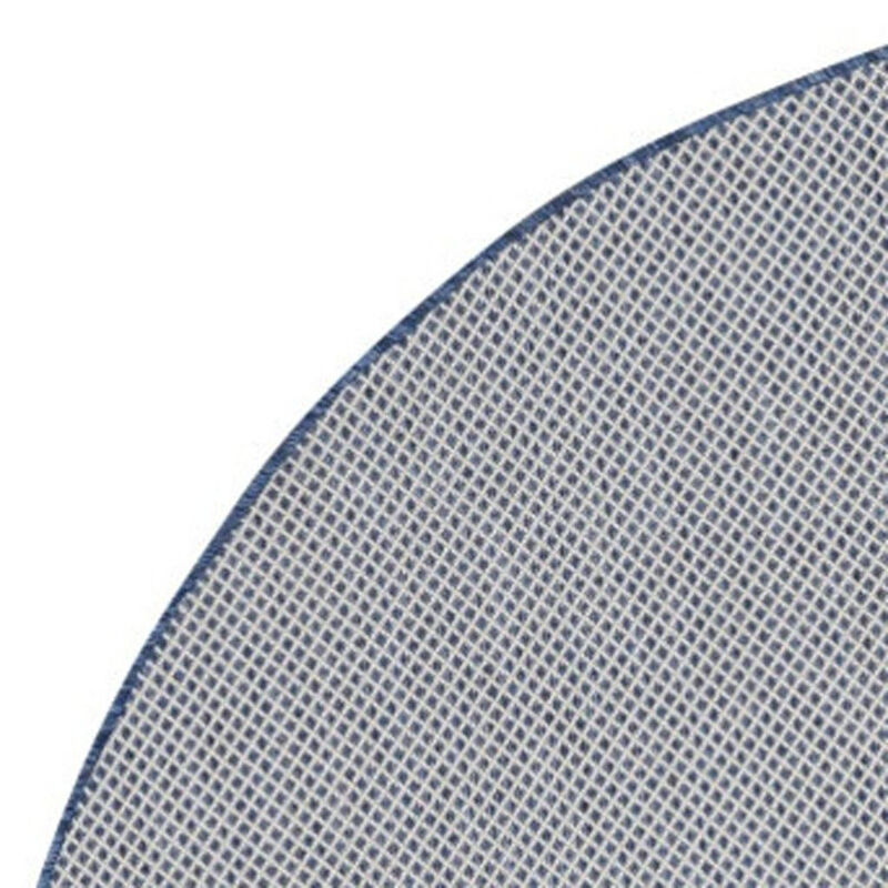 HomeRoots 6' Ivory And Blue Round Geometric Indoor Outdoor Area Rug image number 3
