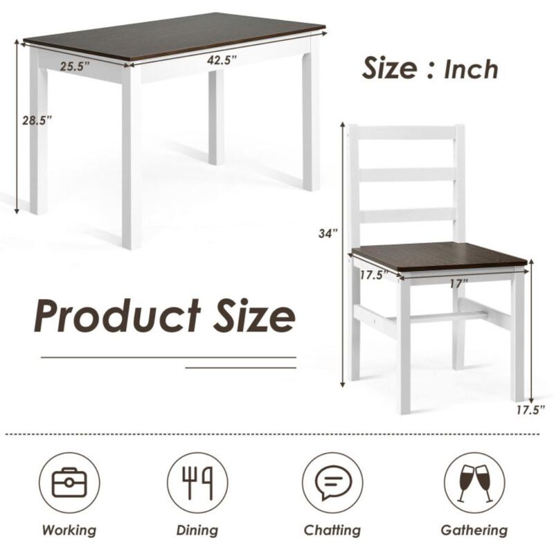 Hivvago 5 Pieces Solid Wood Compact Kitchen Dining Set