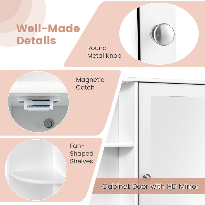 Costway Multipurpose Mount Wall Surface Bathroom Storage Cabinet Mirror Gray