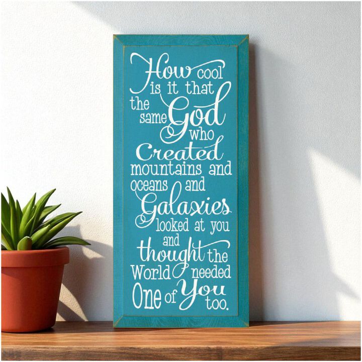Faith Quote Wood Sign God Created Mountains Oceans and You Rustic Wall Plaque