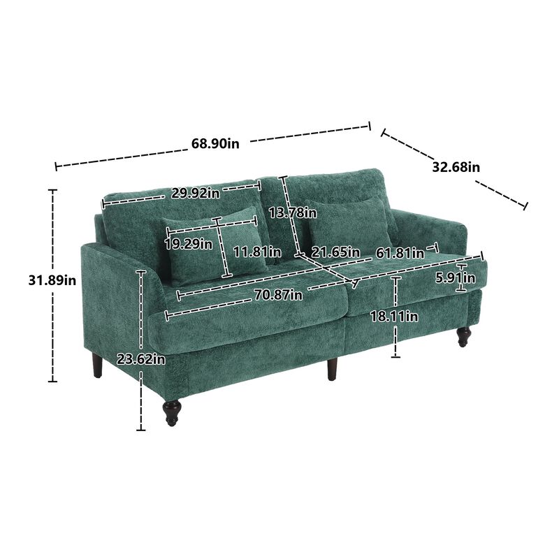 Clihome Modern chenille Fabric Loveseat, 2-Seat Upholstered Loveseat Sofa Modern Couch image number 8