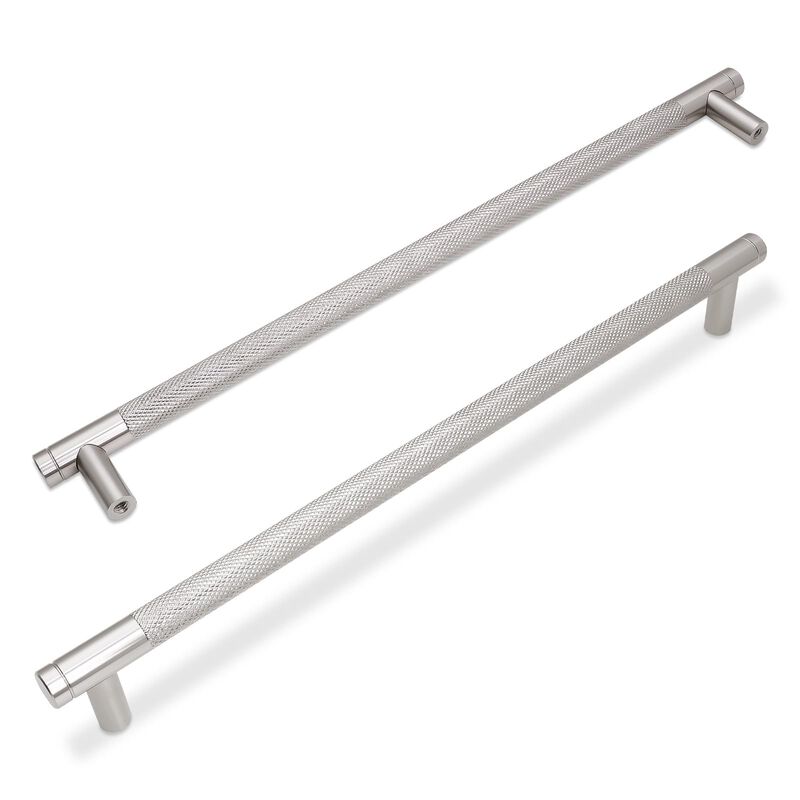 BUKOBYHE 6 Pack 12-5/8 Inch (320mm) Brushed Satin Nickel Kitchen Cabinet Handles Knurled Cabinet Pulls Drawer Pulls Kitchen Hard