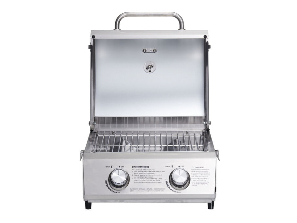 Monument Grills Table Top | 2 Burner Stainless Steel With Solid Lid