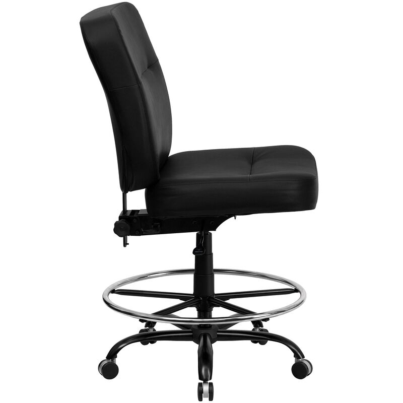 Flash Furniture HERCULES Series Big & Tall 400 lb. Rated Black LeatherSoft Ergonomic Drafting Chair