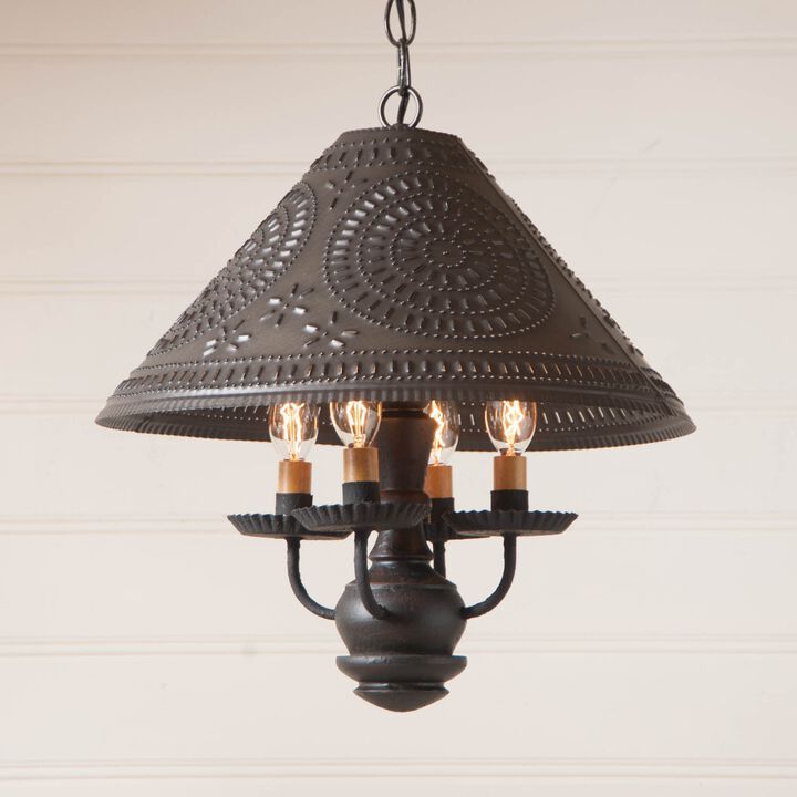 Wooden Homespun Shade Light Pendant In Black