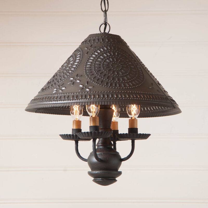 Wooden Homespun Shade Light Pendant In Black image number 1
