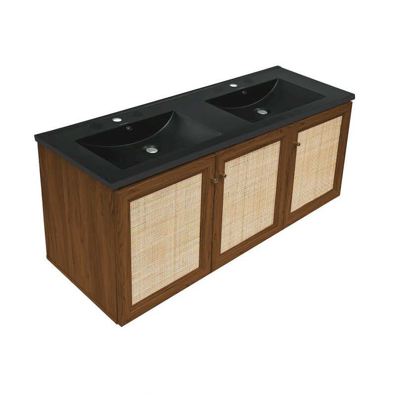Classe 48" Wall-Mounted Bathroom Vanity with Double Basin Sink Top image number 1