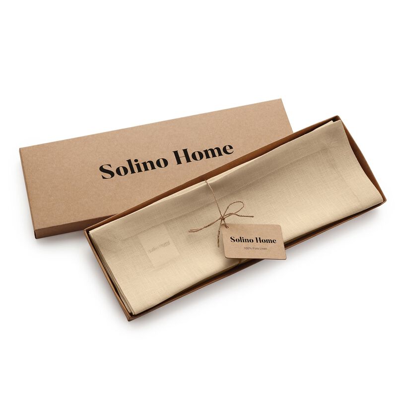 Solino Home Fete 100% Linen Placemats &ndash; Set of 4, 14 x 19 in, Machine Washable, Holiday and Everyday Dining