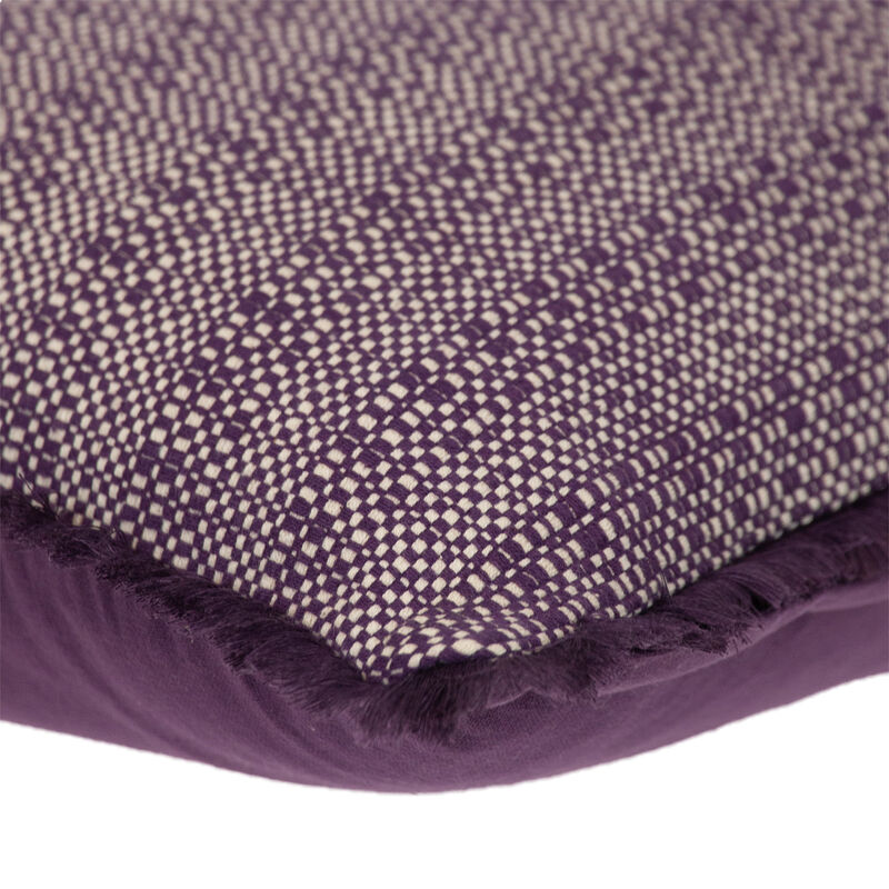 HomeRoots 14" X 20" Purple and White Striped Cotton Throw Pillow With Fringe image number 5