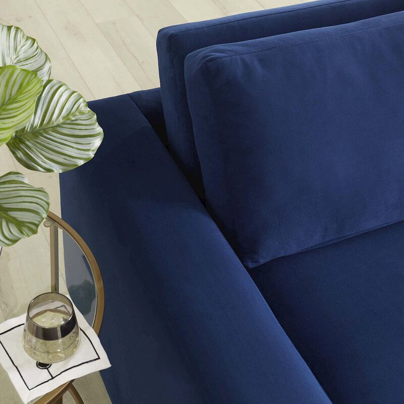 Modway Avendale Velvet &ndash; Made in The USA with Bench Seat Cushion, Sofa, Deep Navy image number 7